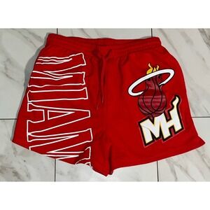 NBA Miami Heat Red Sweat Shorts Women's L Drawstring Pockets Athletic Lounge